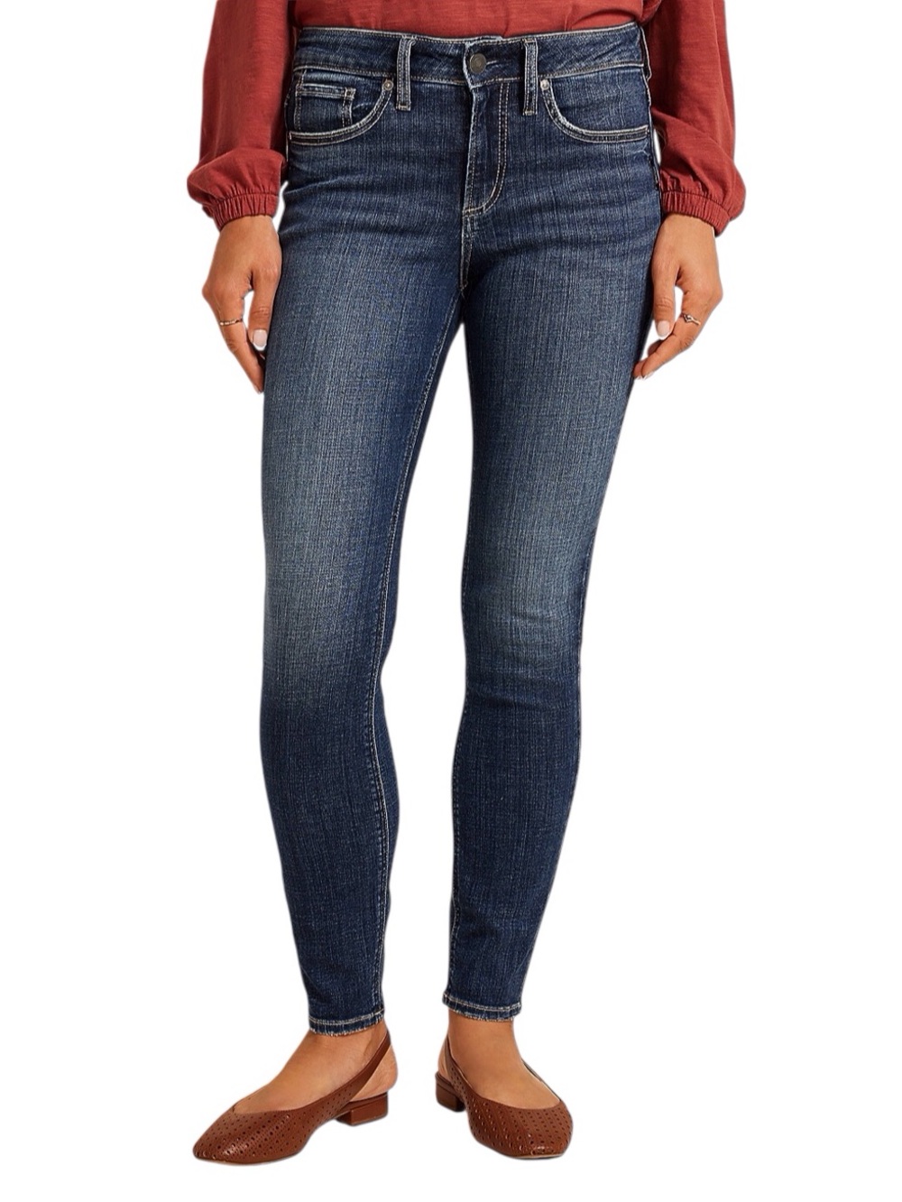 Silver Jeans Suki Mid Rise Super Skinny Stretch Size 5/6 (28) Logo Whiskered